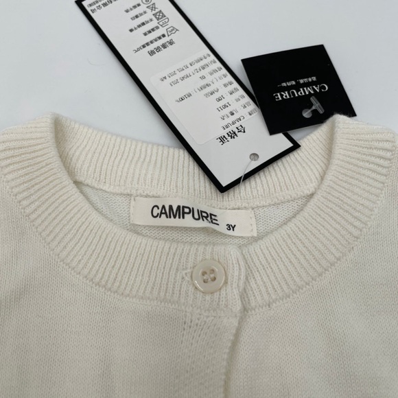 Campure Little Girl Off-White Button Down Lightweight Cardigan Sweater‎ NWT - Picture 4 of 13